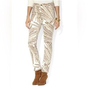 Lauren Ralph Lauren NWT Creme/Tan Feather Stretch Skinny Velvety Pants Size 10